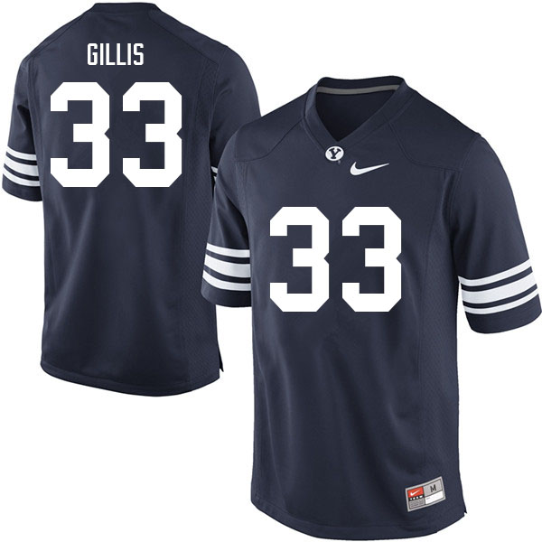 Men #33 Nathaniel Gillis BYU Cougars College Football Jerseys Sale-Navy